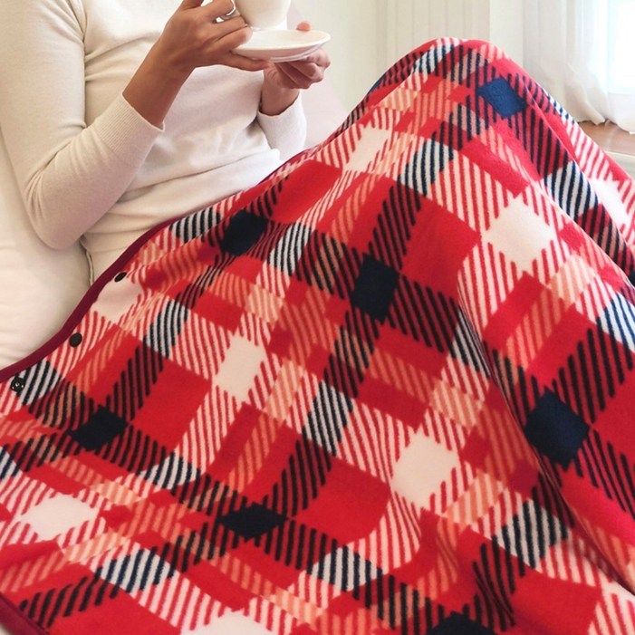 웜브리즈 똑딱이 극세사 무릎 담요 양털 망토 담요