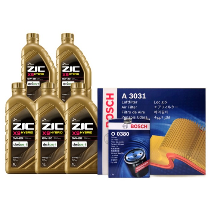 디 올 뉴 싼타페 하이브리드 MX5 1.6 가솔린 엔진오일세트 ZIC X9 HYBRID 0W20