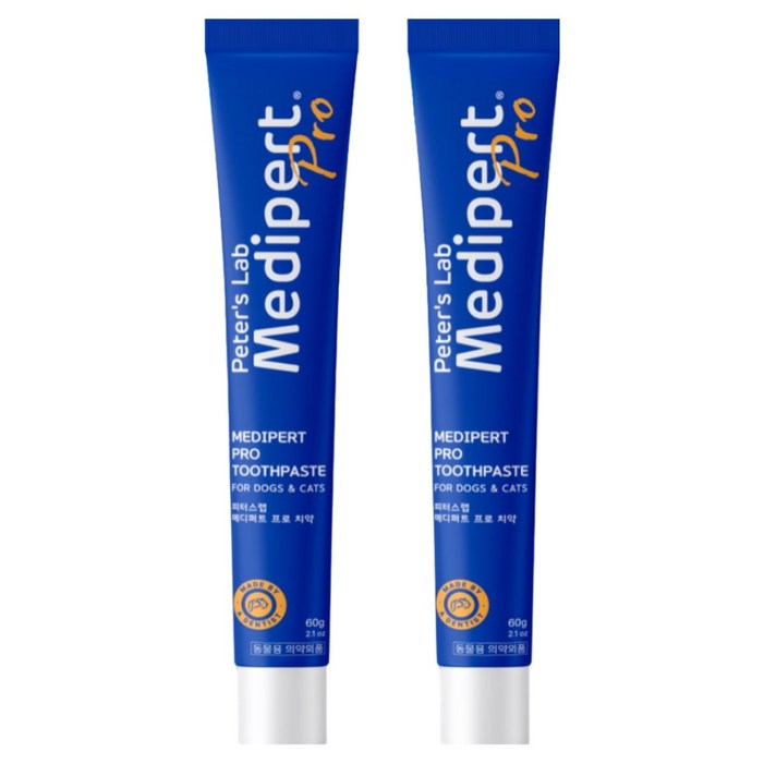 피터스랩 메디퍼트 프로 6중 효소 프로폴리스 강아지 고양이 치약 구강질환 잇몸 치태 치석 입냄새 케어, 2개, 60g