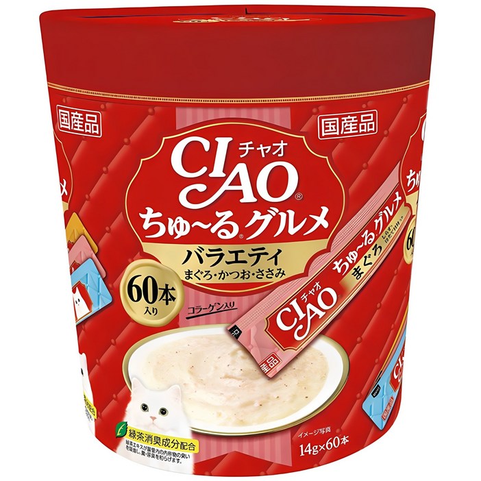 챠오츄르 구루메 버라이어티 고양이 간식 60p, 혼합맛(참치/가다랑어/닭가슴살), 840g, 1개