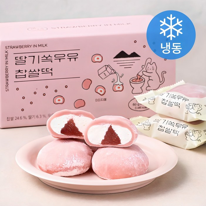 쿠캣 딸기쏙우유 찹쌀떡 냉동, 60g, 9개입, 1개