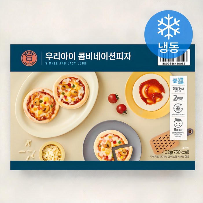 우리 아이 콤비네이션피자 만들기 2인분 냉동, 402g, 1개