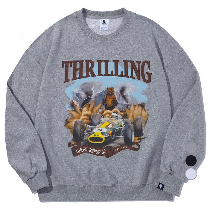 고스트리퍼블릭 남녀공용THRILLING 빈티지 프린팅 오버핏 맨투맨 GMT145