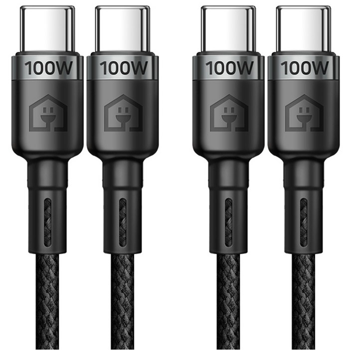 홈플래닛 C타입 C to C PD100W 초고속 충전케이블, 2m, 블랙, 2개 홈플래닛 C타입 C to C PD100W 초고속 충전케이블, 2m, 블랙, 2개