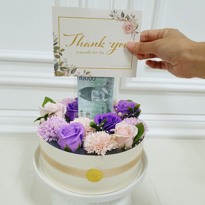 러블리팜 비누꽃 러블리 반전 용돈케이크 카네이션