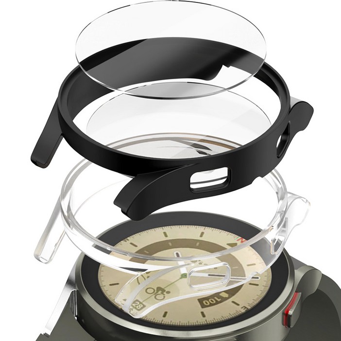 구스페리 갤럭시워치 풀커버 강화유리 하드 케이스 2p