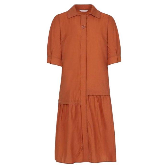 크로커다일레이디 밑단 셔링 디테일 카라 원피스 CLCMOP108