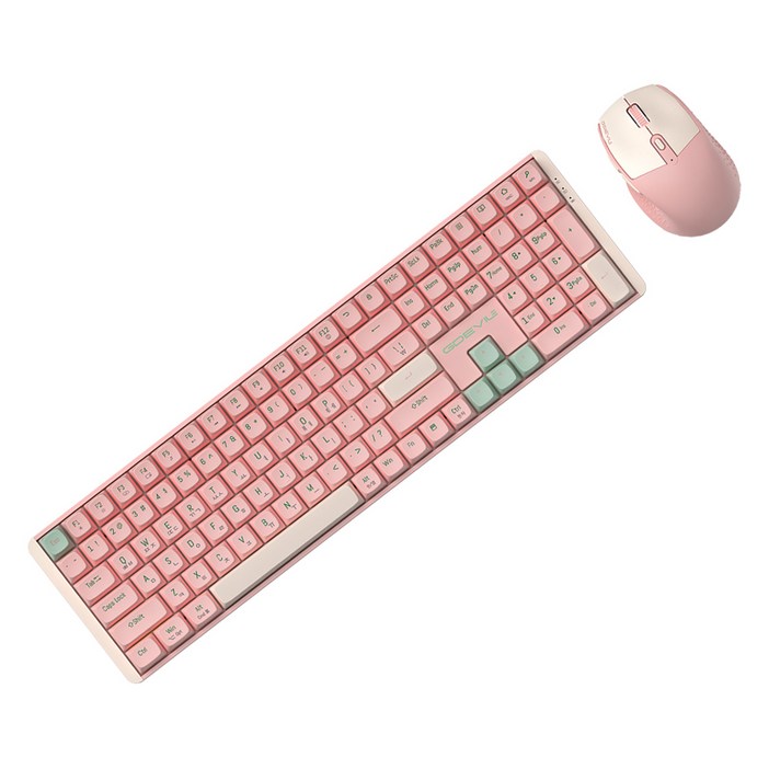 지데빌 무선 기계식 키보드 마우스 세트, 일반형, 핑크, MK850W