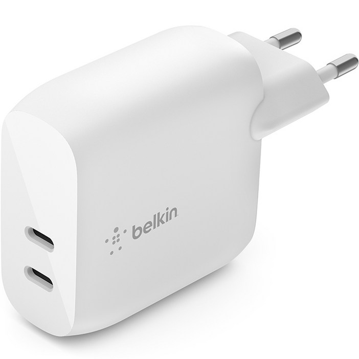 벨킨 부스트업 듀얼 USB C PD 3 40W 고속 충전기 WCB006, 화이트, 1개 벨킨 부스트업 듀얼 USB C PD 3 40W 고속 충전기 WCB006, 화이트, 1개