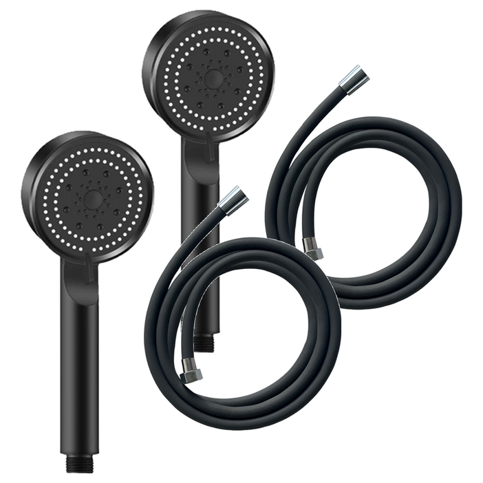 코시나 메가 메가수압 5단조절 온오프 샤워기  실리콘 샤워호스 2m 세트, 2개, 그레이