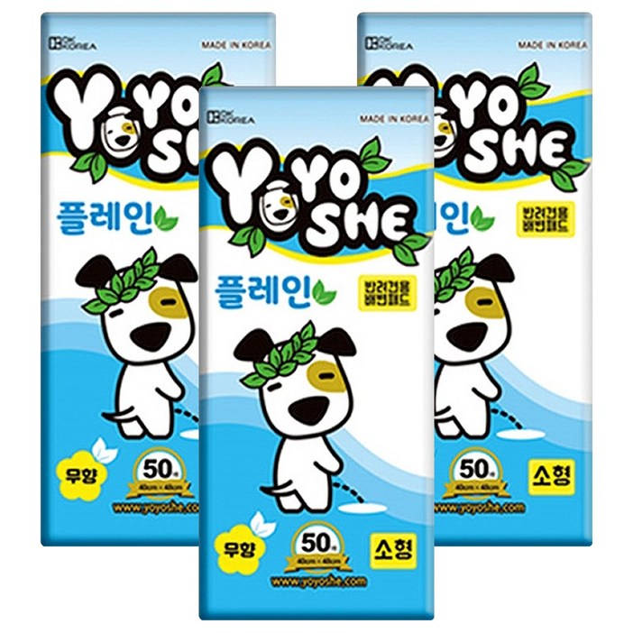 요요쉬 강아지 플레인 배변패드 무향, 50개입, 3개