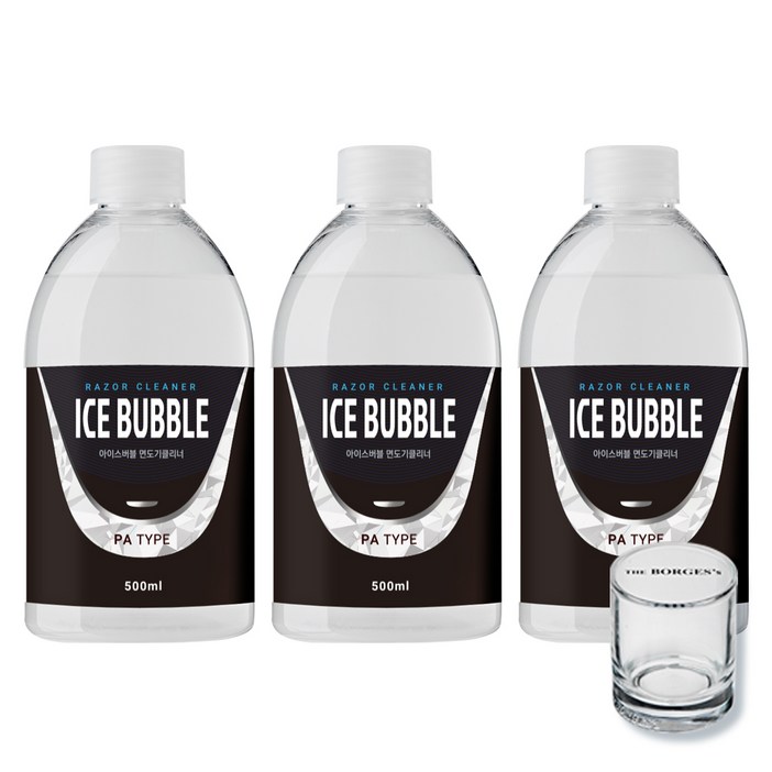 아이스버블 면도기클리너 세정액 PA타입 500ml x 3p 세척용 유리컵, 단일상품, 단일색상, 3개 아이스버블 면도기클리너 세정액 PA타입 500ml x 3p 세척용 유리컵, 단일상품, 단일색상, 3개
