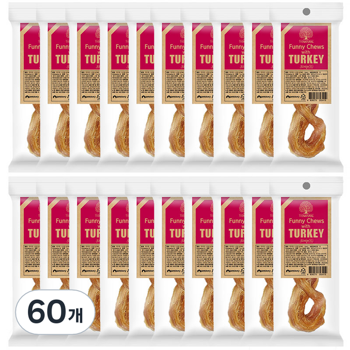 더내추럴 퍼니츄 애견간식 스트립 S, 칠면조, 13g, 60개
