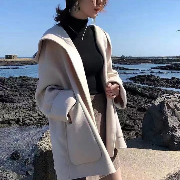 피어니스트 여성용 빅후드 오버핏 캐주얼 코트