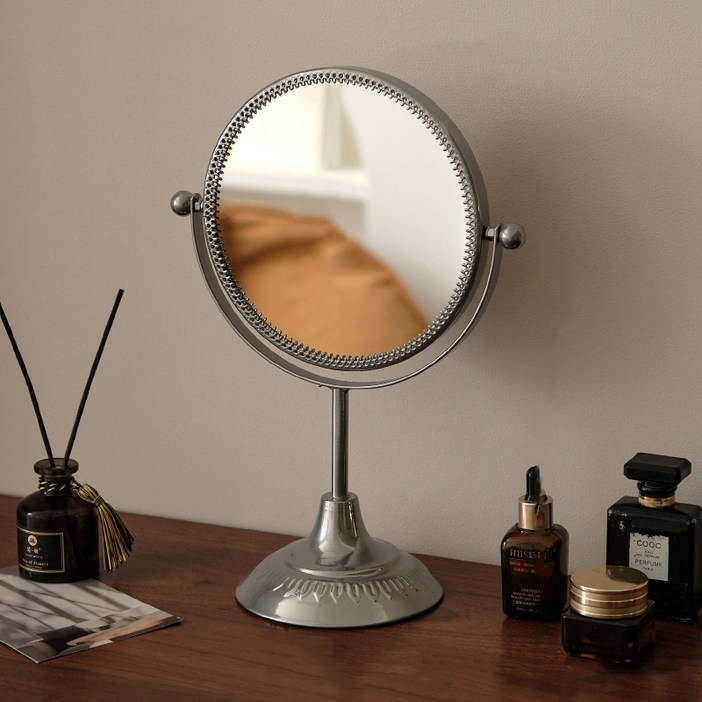 몬드스팟 빈티지 미드센추리 회전 원형 화장대 탁상 거울