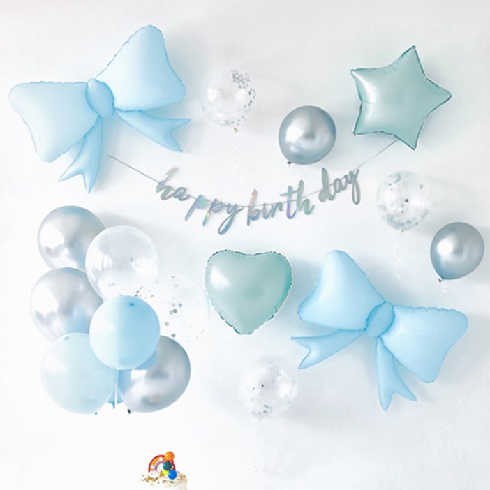 파티해 생일파티 풍선 세트, A 07 리본 실버블루, 1세트