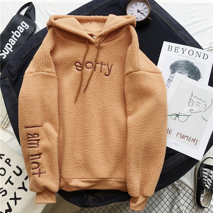 데이소이 두꺼운 자수 뽀글이 후드티