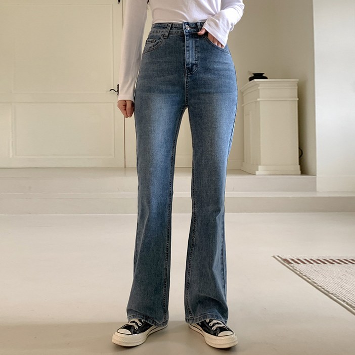 니썸 여성용 롱숏미들 기장 세인트 부츠컷 데님 팬츠