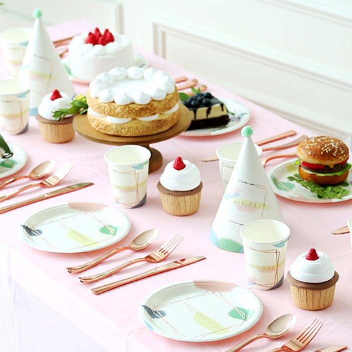 파티해 감성 파티테이블셋팅패키지 10인용 생일수채화