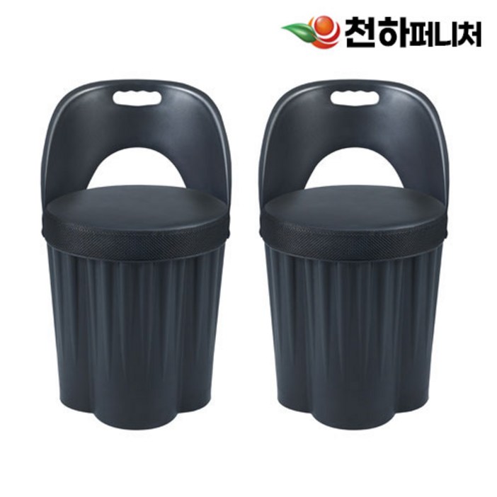 천하퍼니처 등받이형 수납수툴의자 바디블랙/쿠션선택, 등받이형 바디(블랙)/쿠션(블랙)