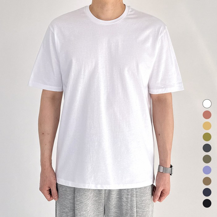 모노마인 남자 반팔티 남녀공용 20수 무지 라운드 반팔 티셔츠 프리미엄 순면 기본티 10컬러