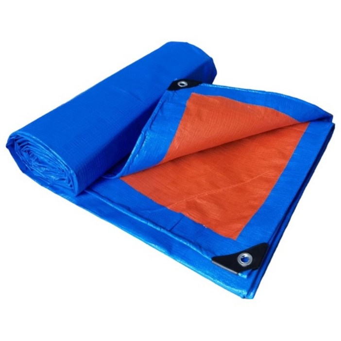 두꺼운 내마모 방수 천, 파란색과 주황색 PE 방수포 2M x 2M~15M x 20M