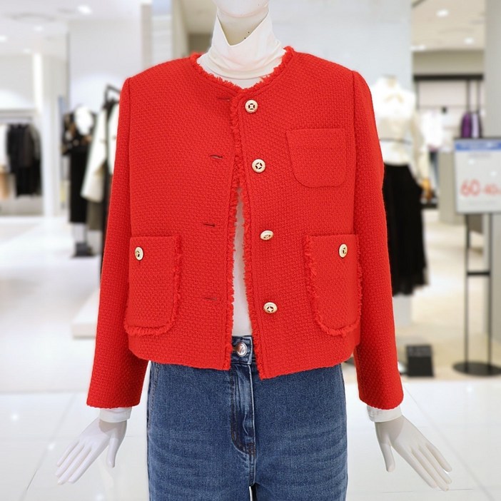 백화점상품 CC콜렉트 트위드 자켓 라운드 숏 경쾌한 여성패션 데일리 브랜드