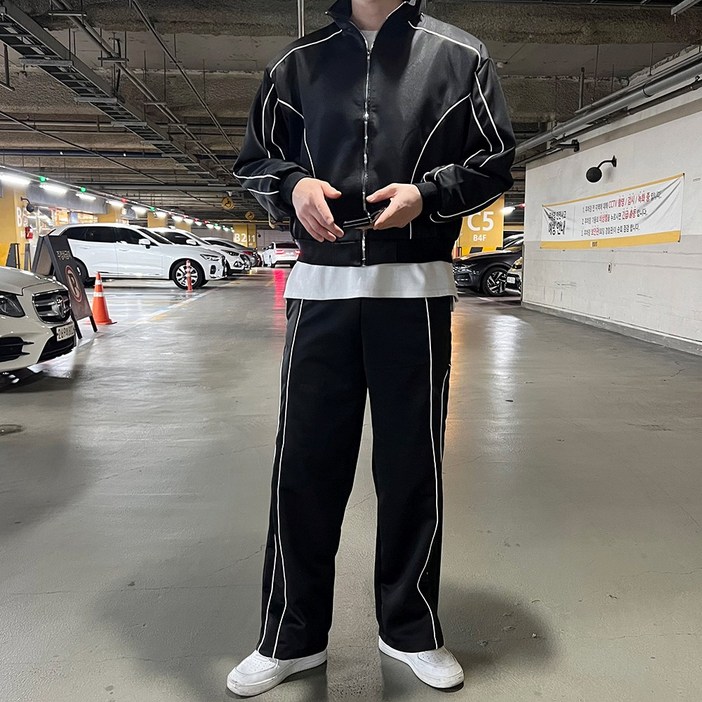 당일발송 남자바람막이세트 트레이닝 츄리닝 세트 사이드 라인 트랙 오버핏 와이드 바람막이 자켓 셋업 남녀공용