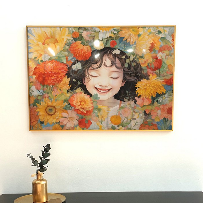 앙리아트 여인 여자 그림 돈을 가져다주는 꽃 인테리어 풍수 그림 거실 액자