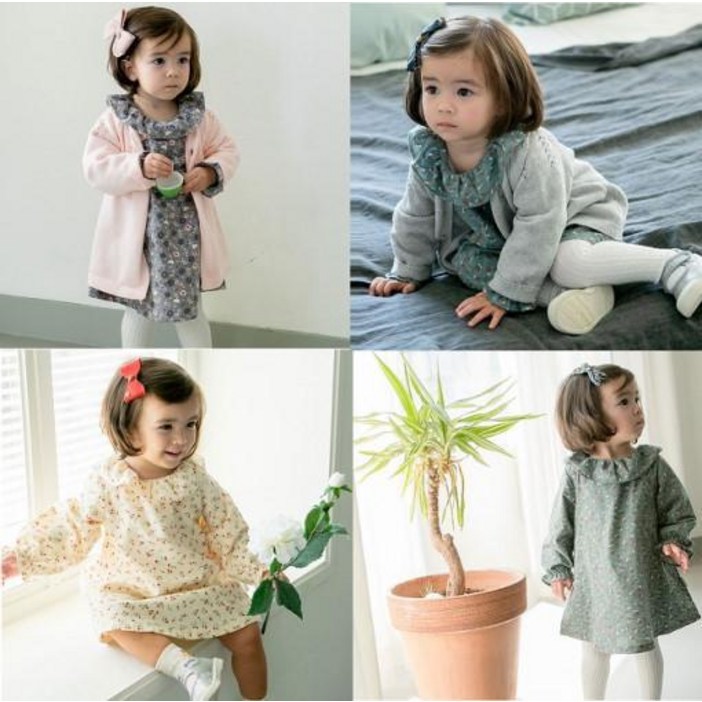 바나나클럽 아기 유아 여아 북유럽풍 원피스 가디건 세트