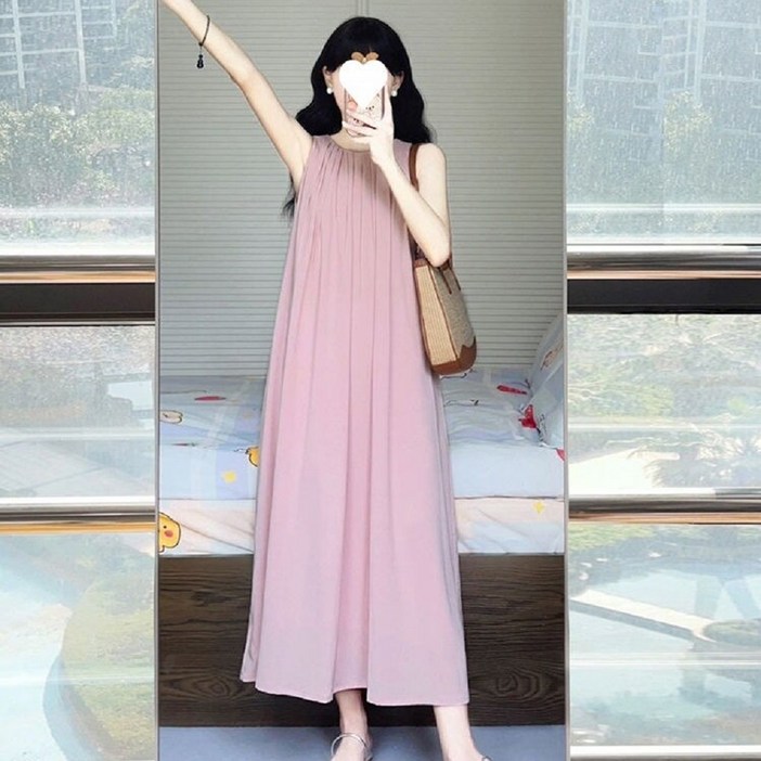하라크 여자 여름용 민소매 A라인 나시 롱 원피스 하라크 여자 여름용 민소매 A라인 나시 롱 원피스