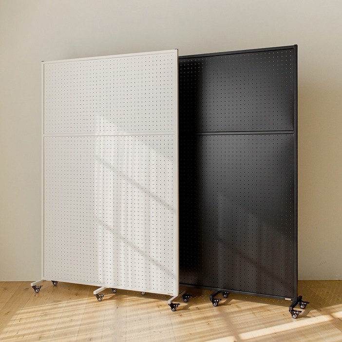 틴우드 타공판 철제 이동식 파티션 1200 스탠드 세트 1200x1800, 화이트