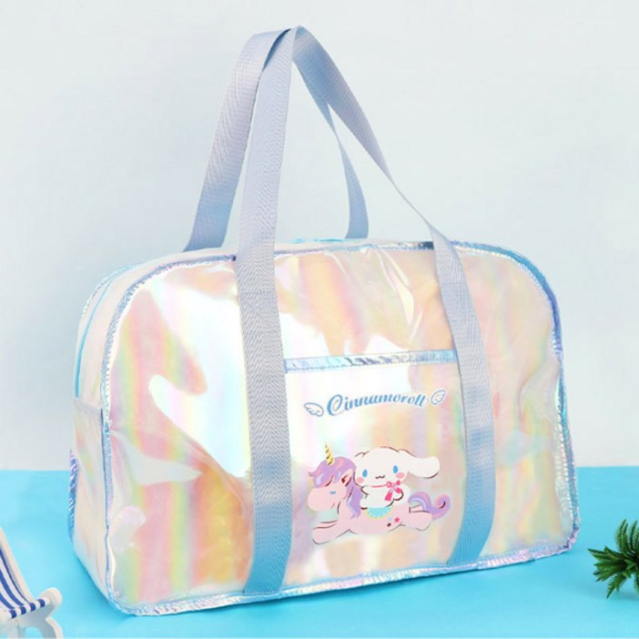 산리오 정품 시나모롤 홀로그램 수영가방 빅사이즈 비치백 물놀이 가방 여행가방