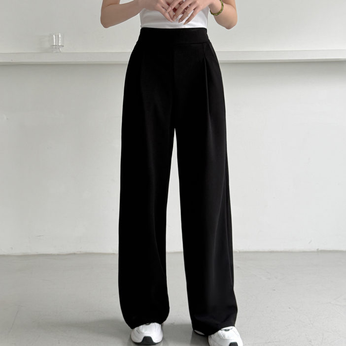 제제룩 여성용 일자 와이드 스판 밴드 핀턱 팬츠 바지 빅사이즈까지