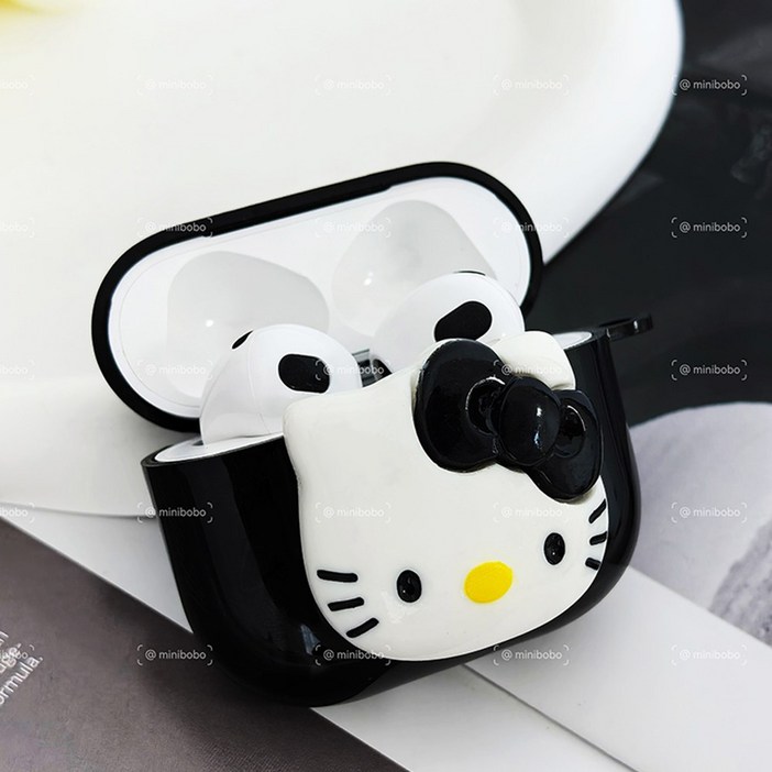 미니뽀뽀 에어팟케이스 올 검정 심플키티 맥세이프 심플화사 에어팟 케이스