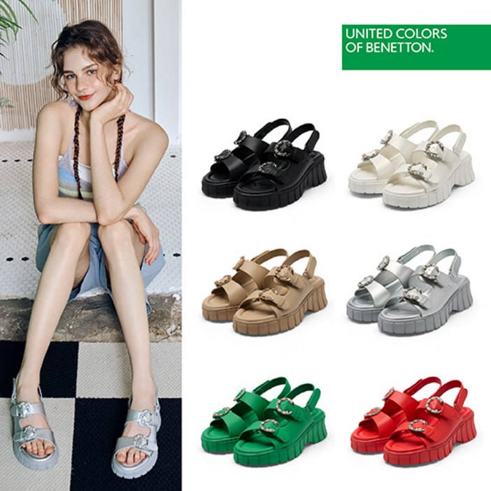 베네통 BENETTON 시그니처 크리스탈 샌들