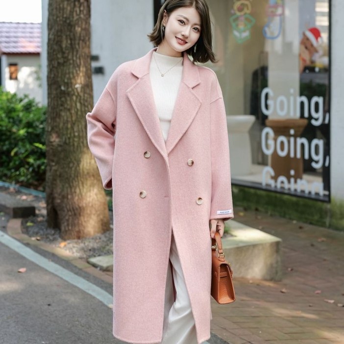 COSYEVNO 핸드메이드 리버시블 울 코트 여성 추동 하프 울 코트