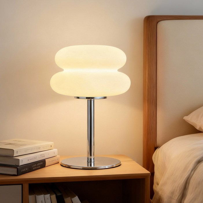 LareinaT 미니 LED 무드등 마카롱 인테리어 조명 단스탠드 취침 수면 조명 램프, 크림 화이트