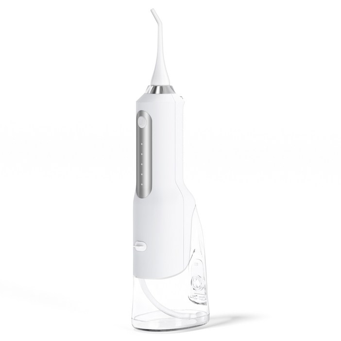 초강력 휴대용 무선 구강세정기 IPX7 방수 5단계 세정모드5개 노즐팁 포함, 화이트, C10S