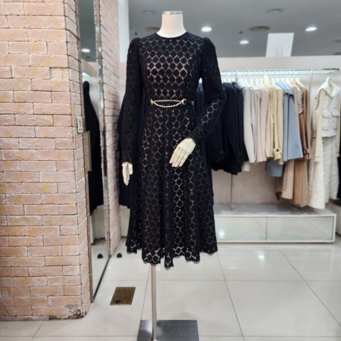 JJ JIGOTT JJ지고트  펀칭 레이스 플레어 원피스 GMAA0OP15_DG