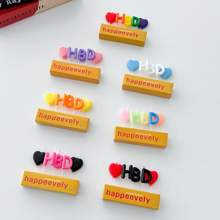 하피블리 HBD초 1P 생일초 파티 케이크초, HBD초블랙레드