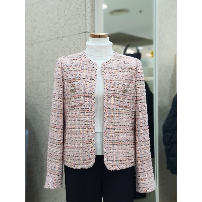 더아이잗 롤업 메탈사 트위드 재킷 INBA0JK22_DG