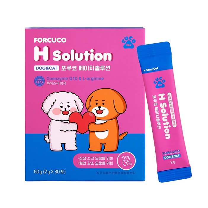 포쿠코 강아지 고양이 심장 영양제 애견 펫 노견 비타민 항산화 타우린 종합 관리, 01_1박스