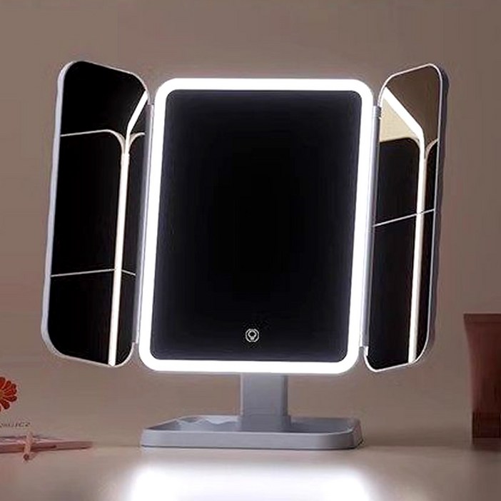 플랜와이 무선 접이식 LED 화장 조명 탁상 거울