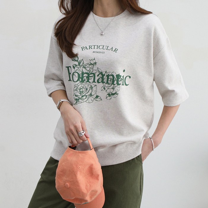 마이쏭 여성 빅사이즈 루즈핏 반팔티 파티레터링7부맨투맨