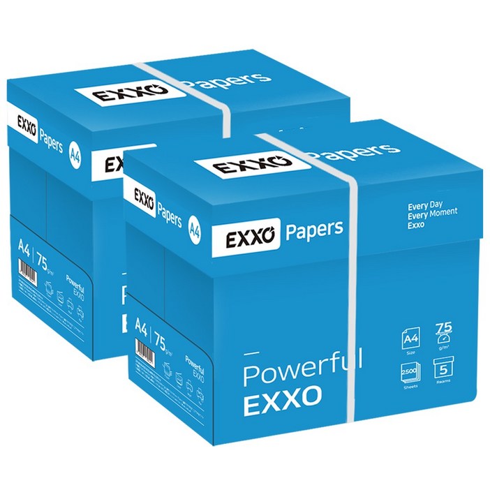 엑소(EXXO) A4 복사용지(A4용지) 75g 2BOX(5000매), 1세트