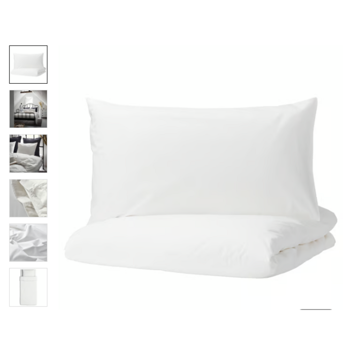 이케아 드발라 침구커버 이불베개커버, 화이트,싱글 150x20050x80 cm 803.779.80