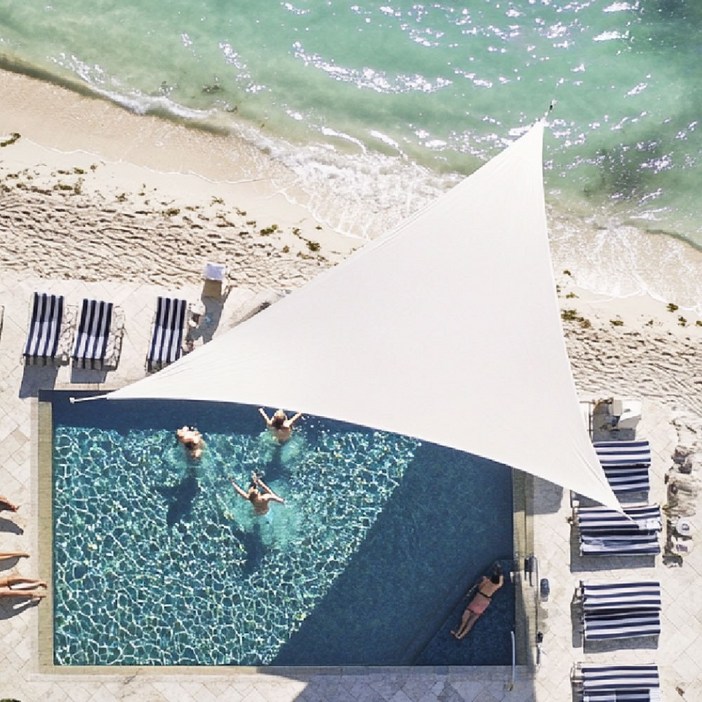 썬키다 썬쉐이드 그늘막 차광막 천막 야외 옥상 햇빛 가림막 삼각 사각 메쉬 2.0, 크림화이트