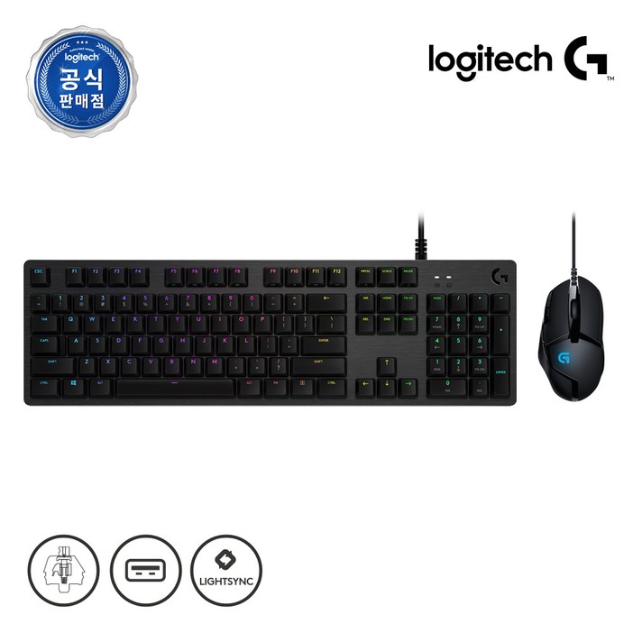 로지텍코리아 정품 G512 GX BLUE + G402 세트, 일반형, 블랙, Y-U0034/M-U0041