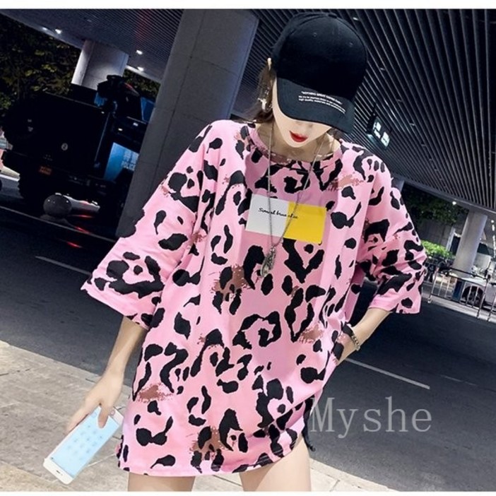 [Myshe]여성  신상 롱 반팔 티셔츠 원피스 박스티 면티 B6 S100721